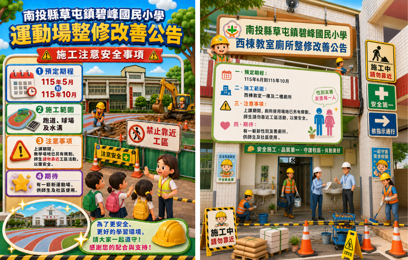 115-05-18 運動場及西棟教室廁所整修改善公告